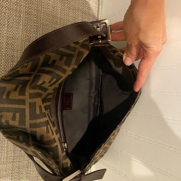 Authentic Fendi Zucca FF Baguette Shoulder Handbag Purse & Dust Bag Pre-owned - Picture 9 of 14